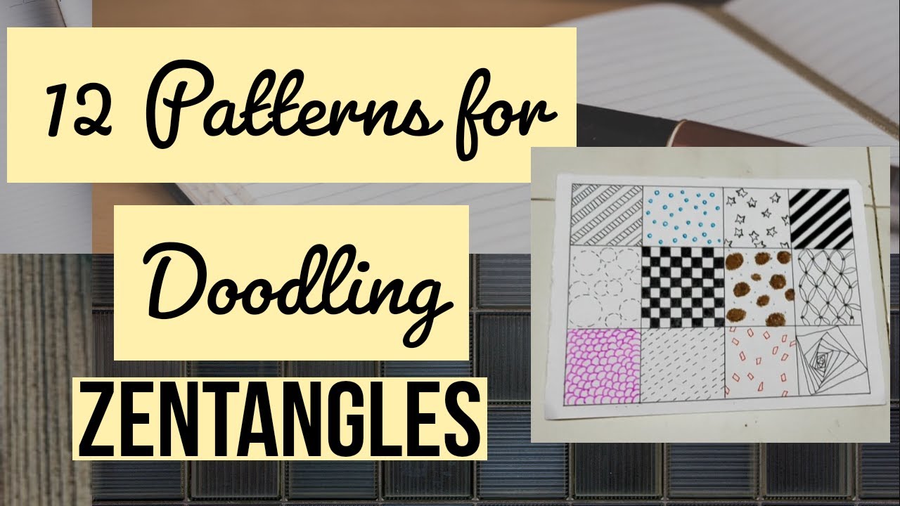 12 DOODLE PATTERNS | EASY ZENTANGLES PATTERNS FOR BEGINNERS | FILLING ...