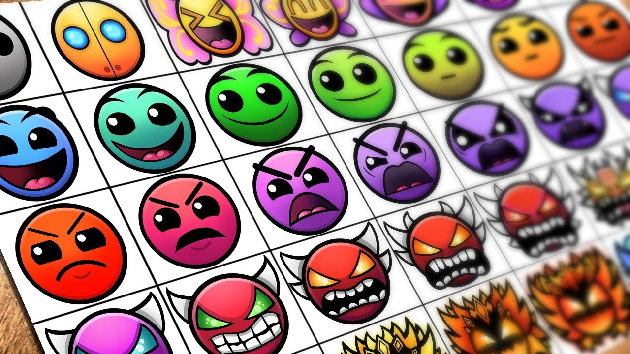 Drawing 136 LVL GEOMETRY DASH Difficulty Faces / How to color GEOMETRY