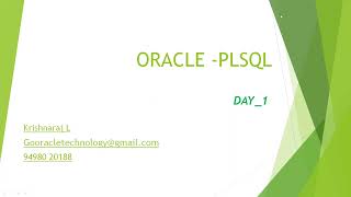 1 plsql-introduction 1 Plsql Introduction Part I