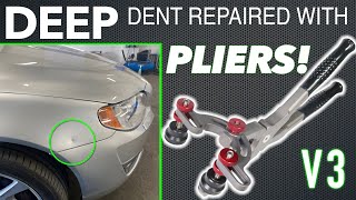 DEEP Dent Fixed With Pliers V3 | Paintless Dent Repair | By DentRemover