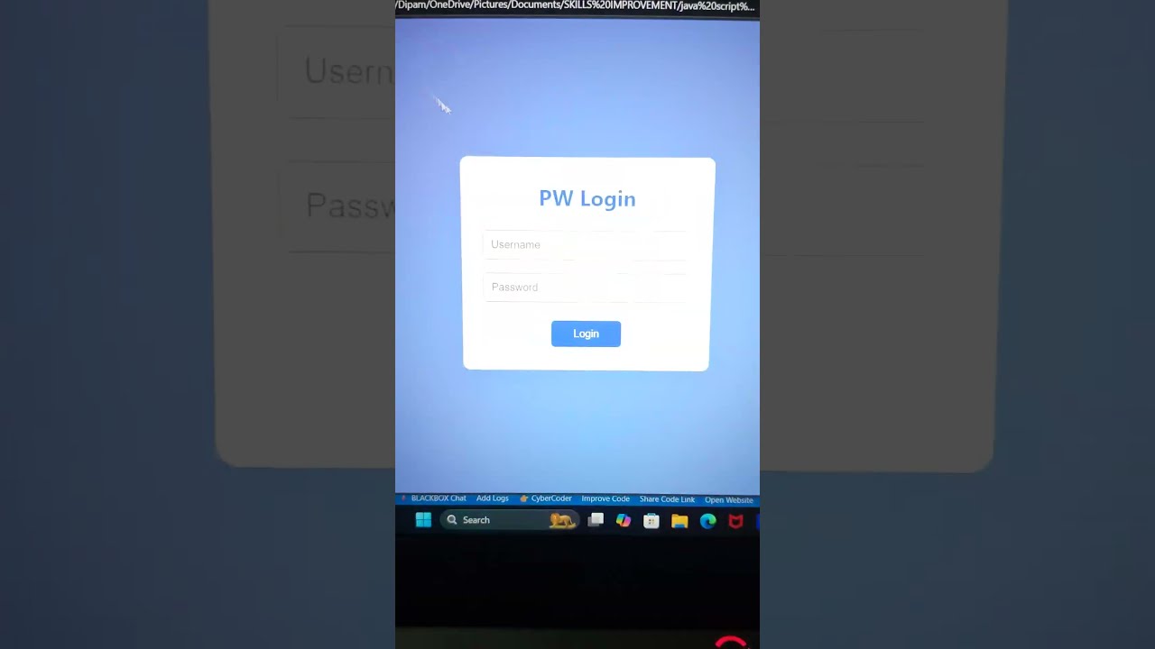 PW Login Page with HTML, CSS & JavaScript | Responsive UI Design Tutorial