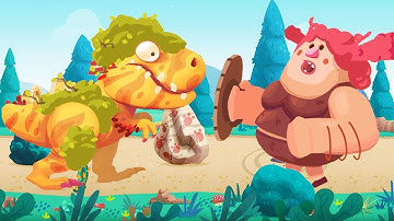 Dino Bash - Max Update T-rex jr. and Attack Giant Woman Caveman