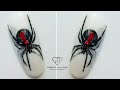 Realistic 3d spider painting. Watch me painting spider nail art. Black widow spider