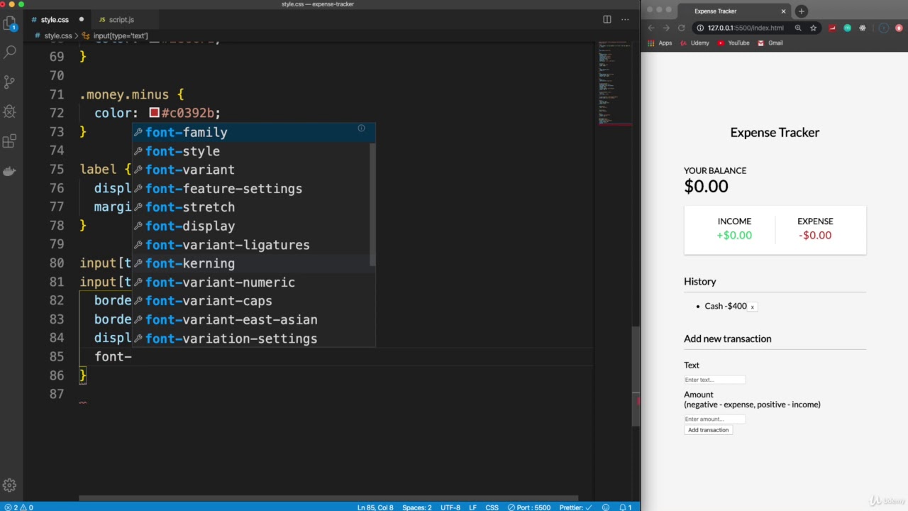 Expense Tracker using java-script ep 3 Project CSS - YouTube