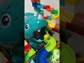 Satisfying Building Blocks Marble Run ASMR Surprise! Big Triceratops Dinosaur Block Coaster! Short