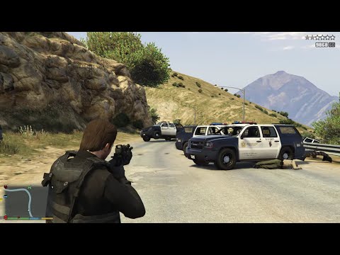 GTA 5 - Vinewood Sign Cartel Fight + Ten Star Escape