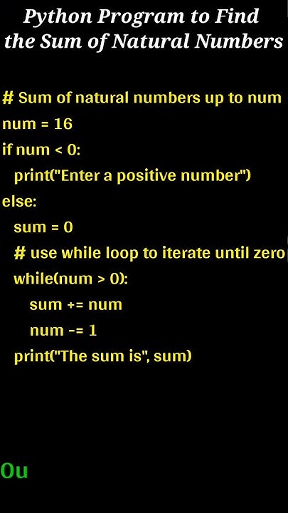 Python Program to Find the Sum of Natural Numbers @computerstudyzone ...