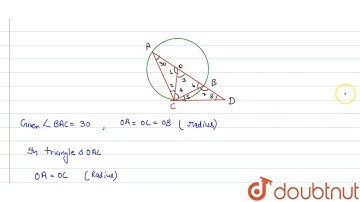 AB is a diameter of a circle and AC is its chord such that `angleBAC=30^(@)`. If the tengent at C