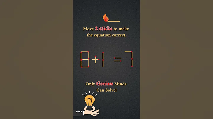 Move exactly 2 matchsticks to make the equation correct (8+1=7) | Brain Teaser | Matchstick Puzzle