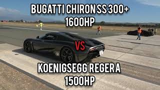 Bugatti Chiron SS 300+ Vs Koenigsegg Regera - Drag Race 400km/h++