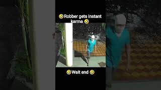 Robber gets instant karma 🤣😂 #robbery #karma #cctv_viral #comedy
