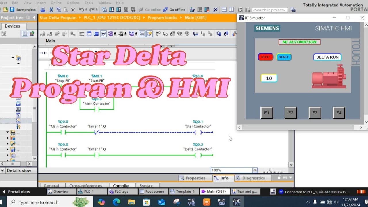 TIA Portal Star Delta plc program& HMI #automation #plc #technology # ...