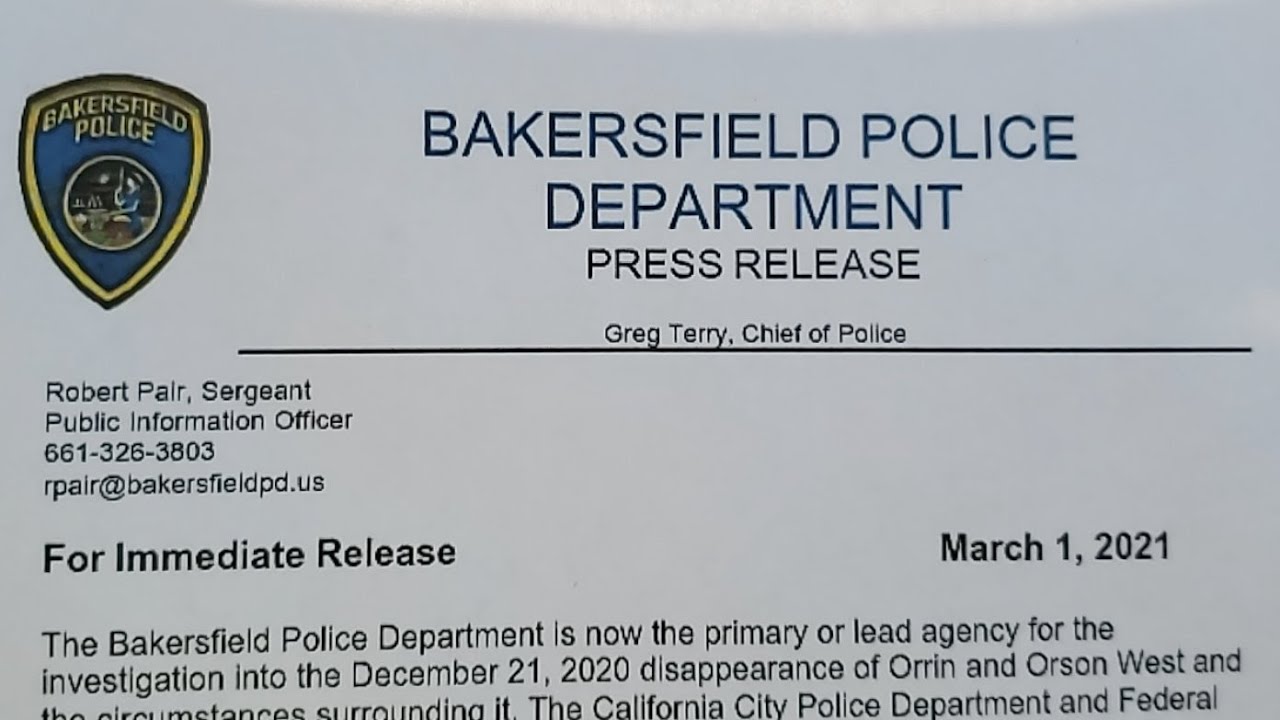 Bakersfield Police Now Handling Cal City Toddlers Case YouTube
