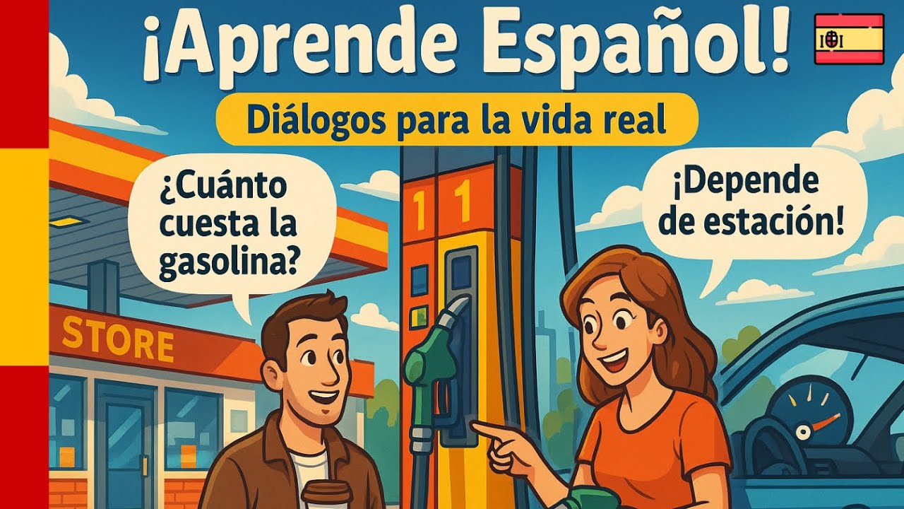 Learn Spanish | Spanish Podcast | Ep 02: Easy Spanish At Gas Station Dialogues for Beginners!⛽