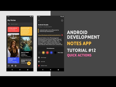 Android Development | Notes App | Tutorial #12 | Quick Actions | Android Studio