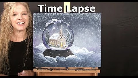 Leer tekenen en schilderen met acrylverf "SNOW GLOBE CHURCH" - Time-lapse beginnerskunsttutorial