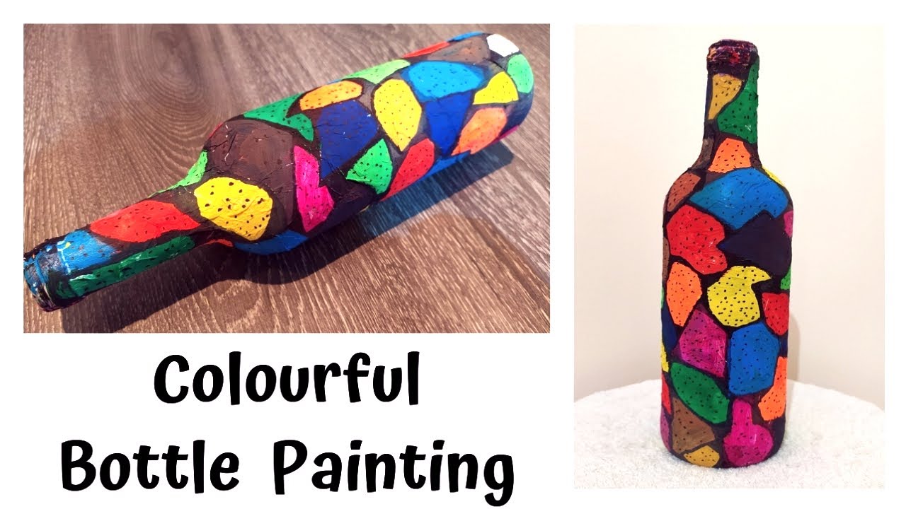 Bottle Painting / Recycle / Glass Bottle Art / Bottle Reuse craft