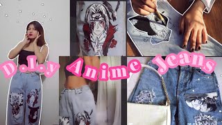 D.I.Y Naruto ANIME JEANS//Painting anime on my jeans because watching it isn't enough👽💕