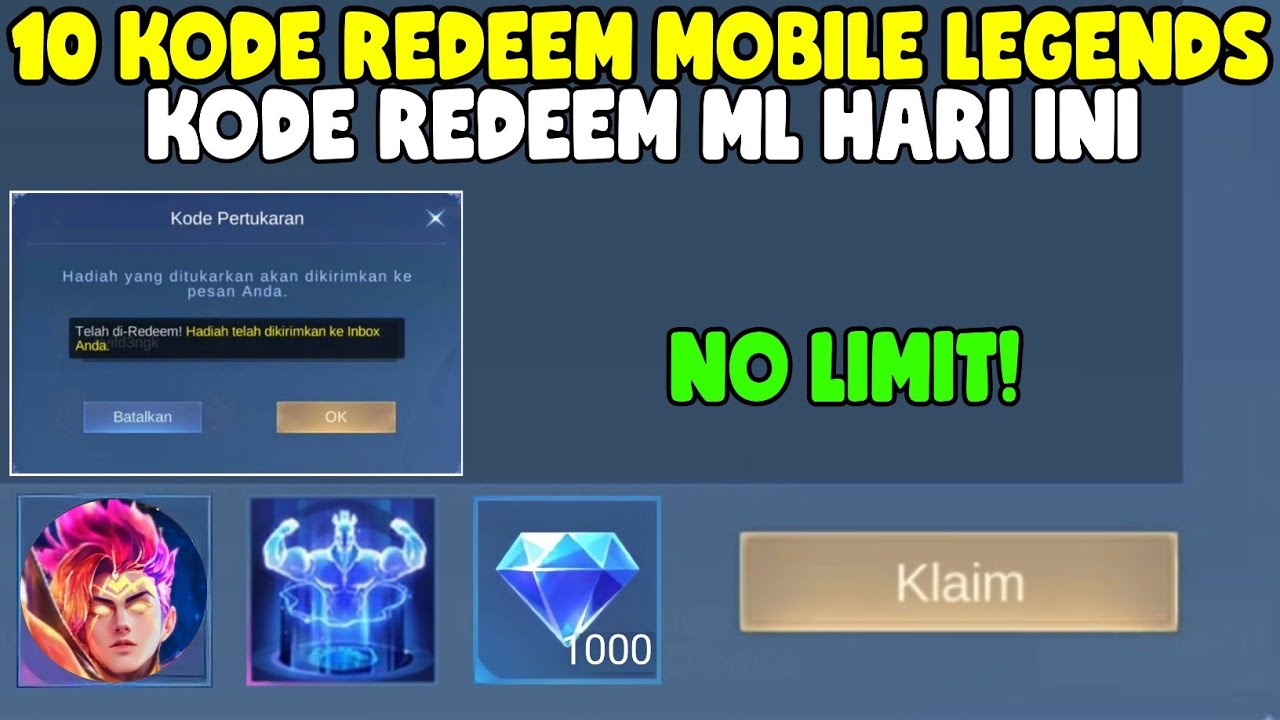 NO LIMIT! 10 KODE REDEEM ML TERBARU KODE REDEEM MOBILE LEGENDS KODE ...