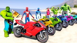 Spider-Man Team vs Hulk Team  Motos Challenge - GTA 5