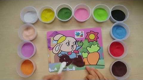 TÔ MÀU TRANH CÁT THỎ CON VÀ CÀ RỐT/ SAND PAINTING RABIT AND CARROT