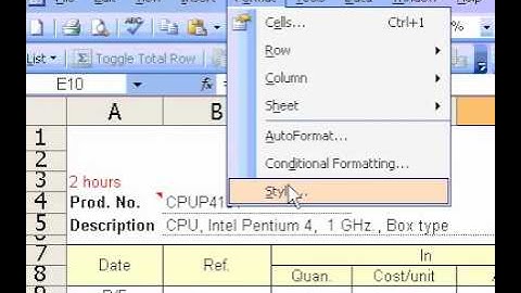Microsoft Office Excel 2003 Apply a style