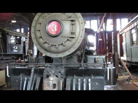 California Gold Country Sierra Railway Steam Locomotive No.3 Detail In Roundhouse Steaming