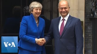 Theresa May Greets Iraq President at 10 Downing Street