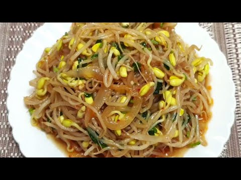Полезный салат из ростков проросшей сои (маша) по- корейски! Вкусный и простой рецепт!