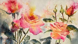 Loose Flower Watercolour Painting - Roses