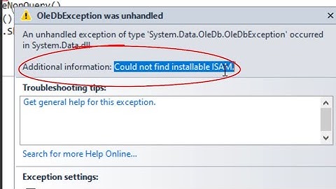 Visual Basic net tutorial Solve error Could not find installable ISAM