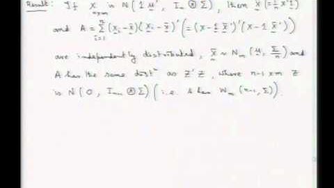Mod-01 Lec-10 Random sampling from multivariate normal distribution and Wishart distribution - III