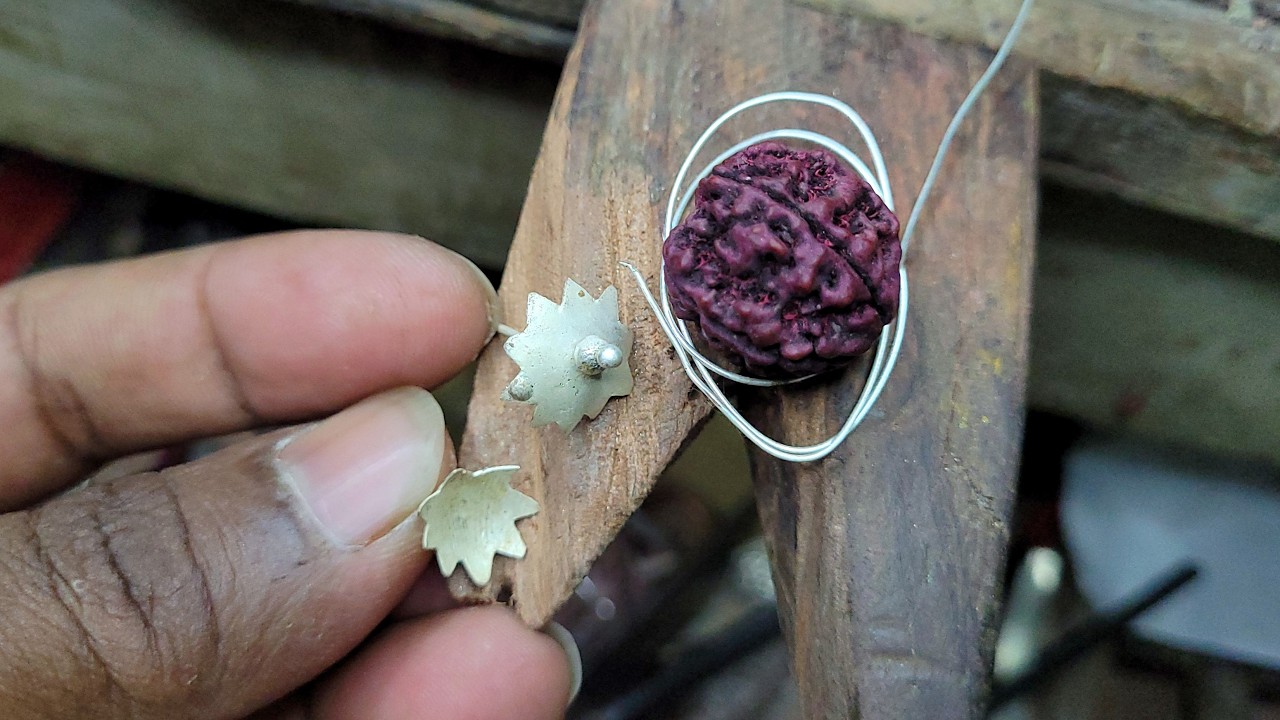 Locket Making Thread Rudraksha silver locket making ! How to make rudraksha locket - YouTube
