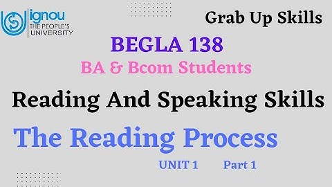 BEGLA 138 Unit 1 | Reading and Speaking Skills | The Reading Process | Part 1