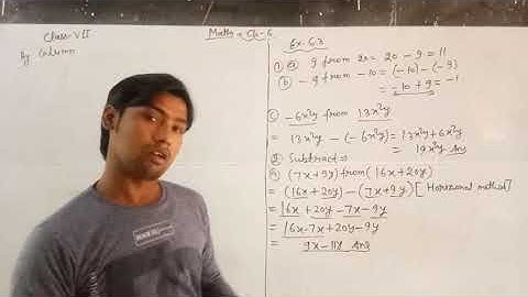 Class 7th / Subtraction of algebraic expressions with exercise 6.3