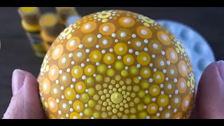How to paint a Dot Mandala on a molded art stone - 137