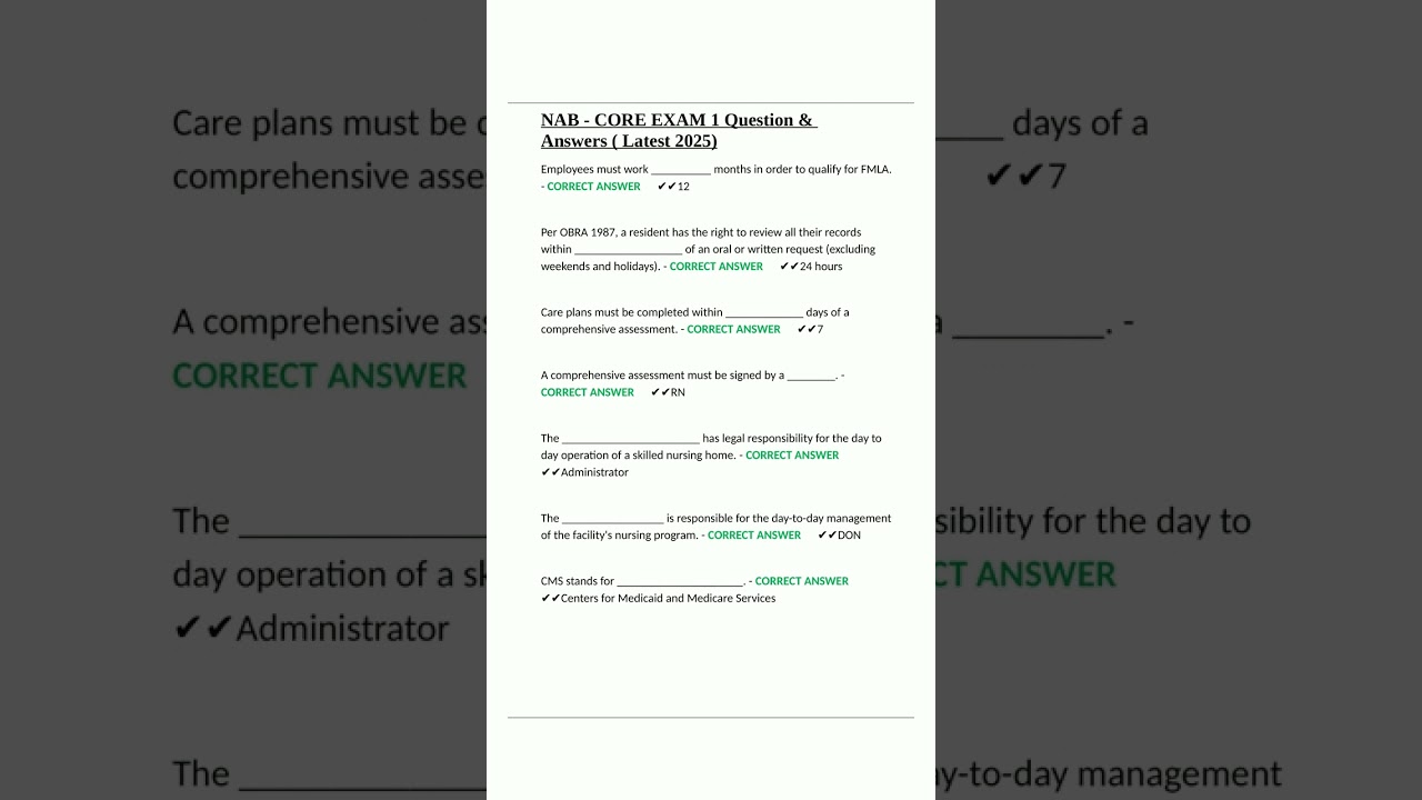 NAB  CORE EXAM 1 Question  Answers  Latest 2025docx1