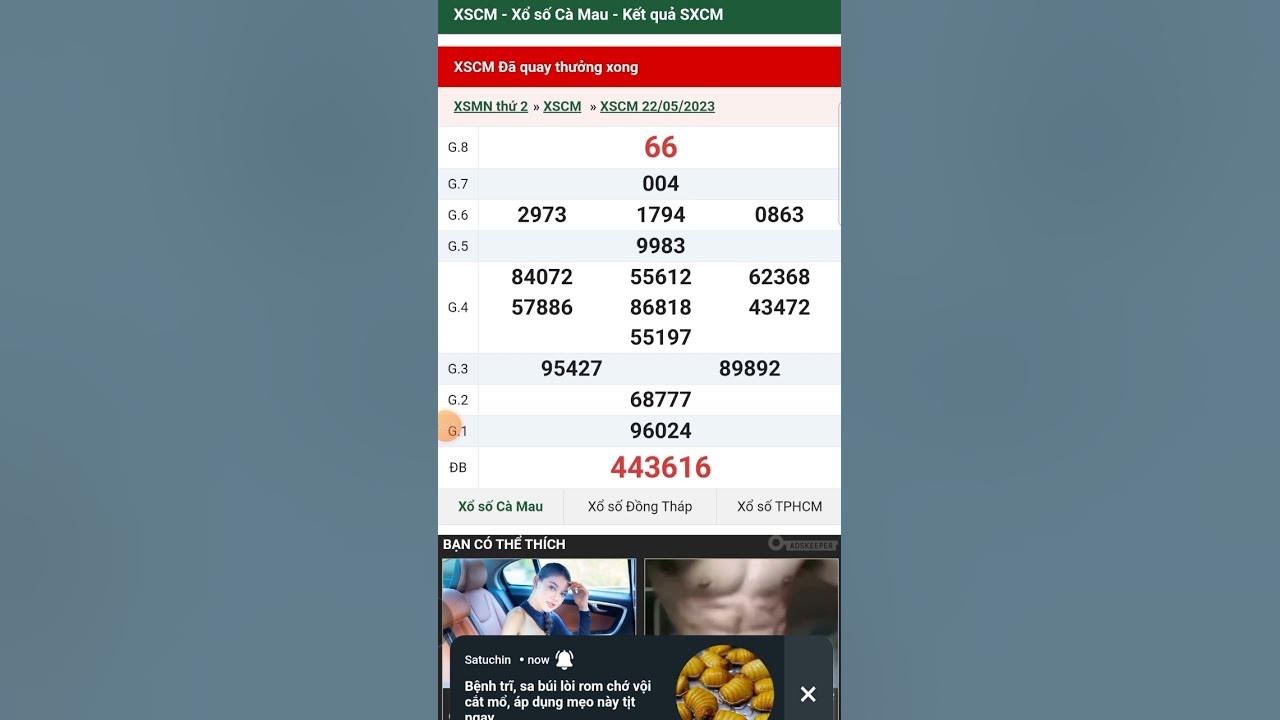 shorts kết quả xổ số ngày cà mau 22/5/2023 xosothienphu xscm YouTube