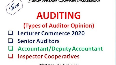 Auditing for Senior Auditor/Lecturer Commerce