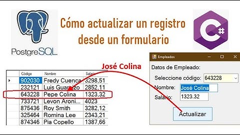 Actualizar base de datos desde un formulario con Postgres y C#