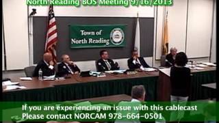 North Reading MA Board of Selectmen Meeting 9/16/13
