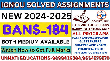 bans 184 solved assignment 2025| IGNOU BANS-184 Solved Assignment 2024-25 | Unnati Education IGNOU