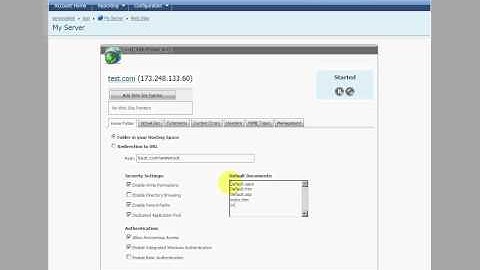 Default Document setup in WebsitePanel