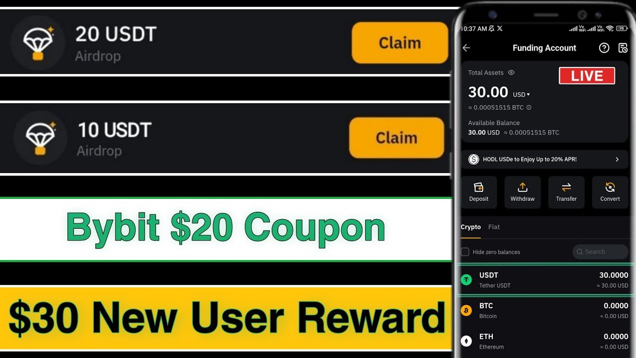 ByBit New User upto $30 Token Airdrop Reward | Bybit Claim USDT In Spot ...
