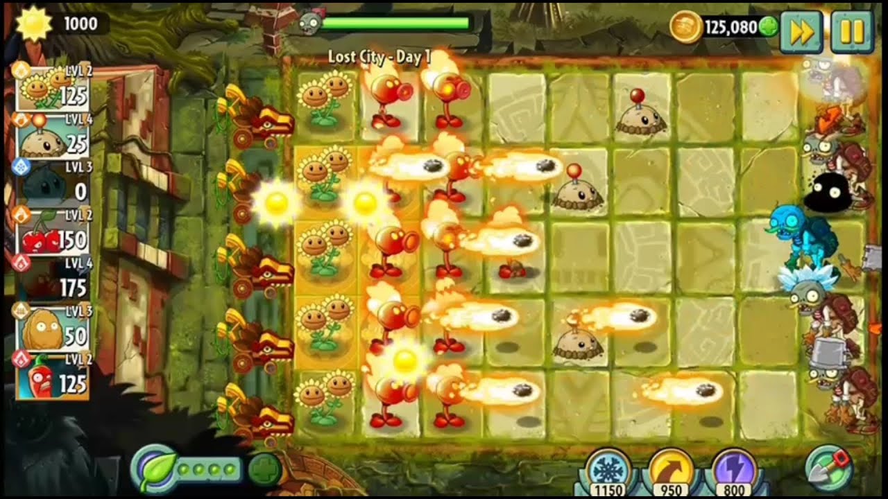 Lost city day 1 & day 2 plants vs zombies 2 || pvz 2 - YouTube