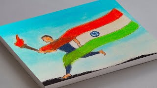 NATIONAL SPORTS DAY POSTER DRAWING IN OIL PASTELS | HUM FIT TOH INDIA FIT POSTER MAKING COMPETITION screenshot 5