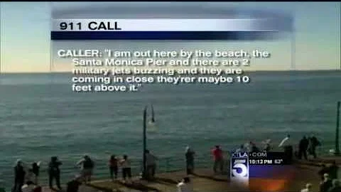 Military Jet Buzzing Santa Monica Pier
