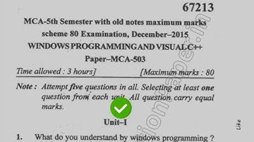 2015 Mdu MCA 5th Sem Windows Programming Question Paper #MduQuestionPaper