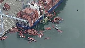 Multiple shipping containers fall off cargo ship into water at Port of Long Beach