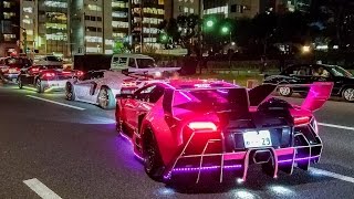 Crazy \u0026 Colorful Lamborghini Halloween Run in Tokyo